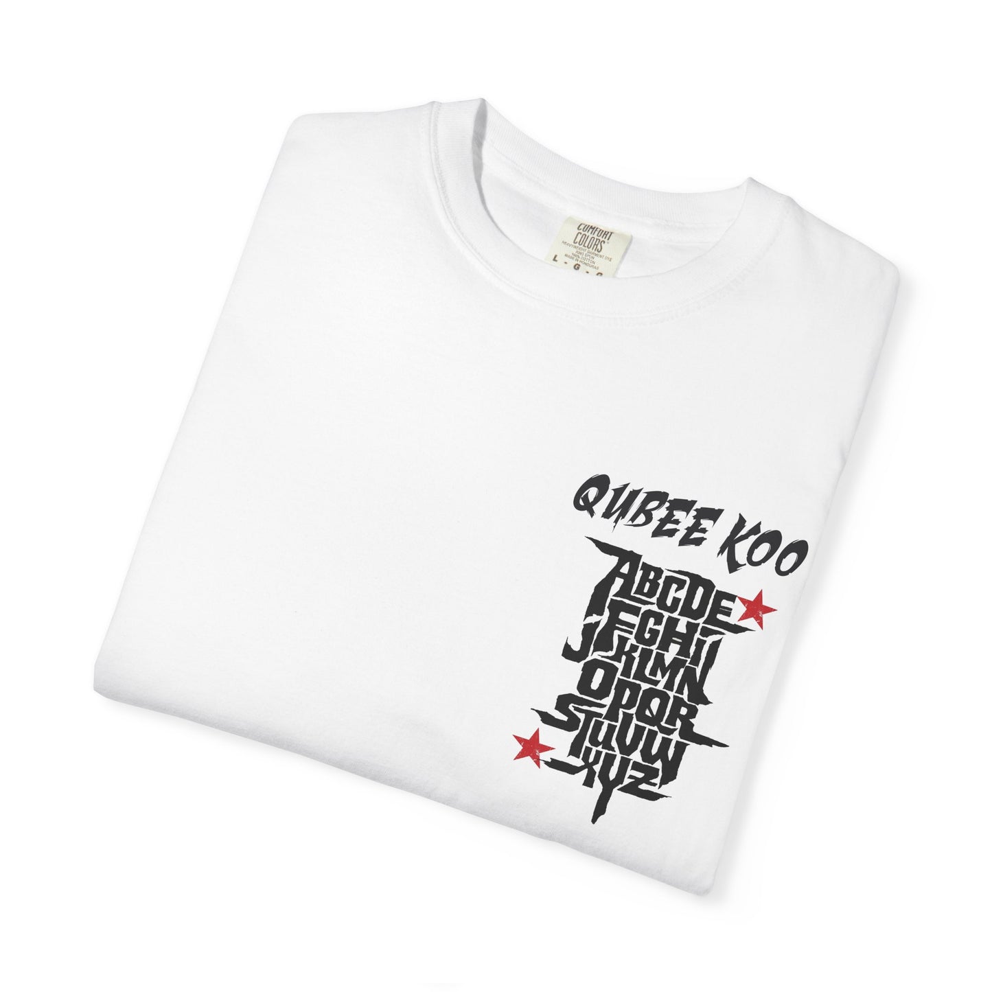 Unisex Garment-Dyed Graphic T-Shirt - Trendy Streetwear with 'Qubee Koo' Design Oromo alphabet