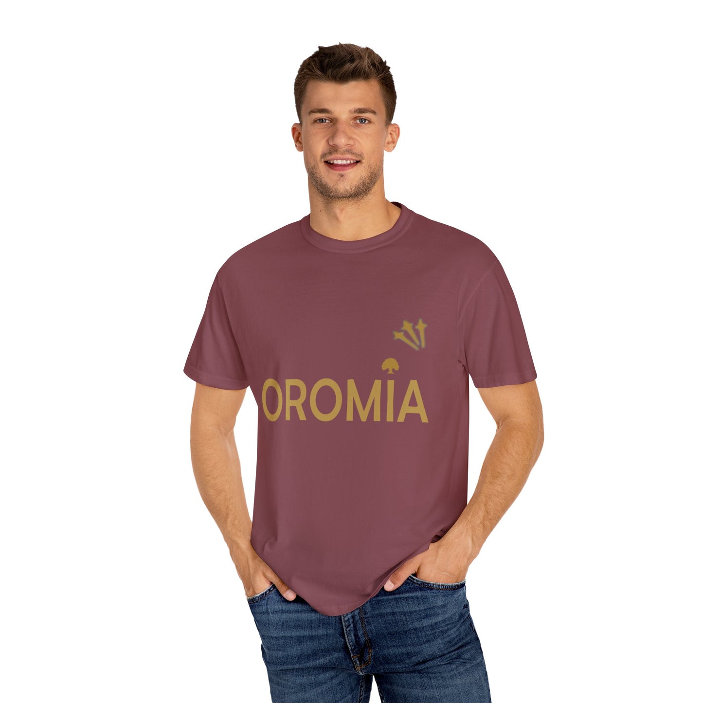 Unisex Garment-Dyed T-Shirt with 'OROMIA' Design - Comfortable Casual Wear for Cultural Pride & Everyday Style