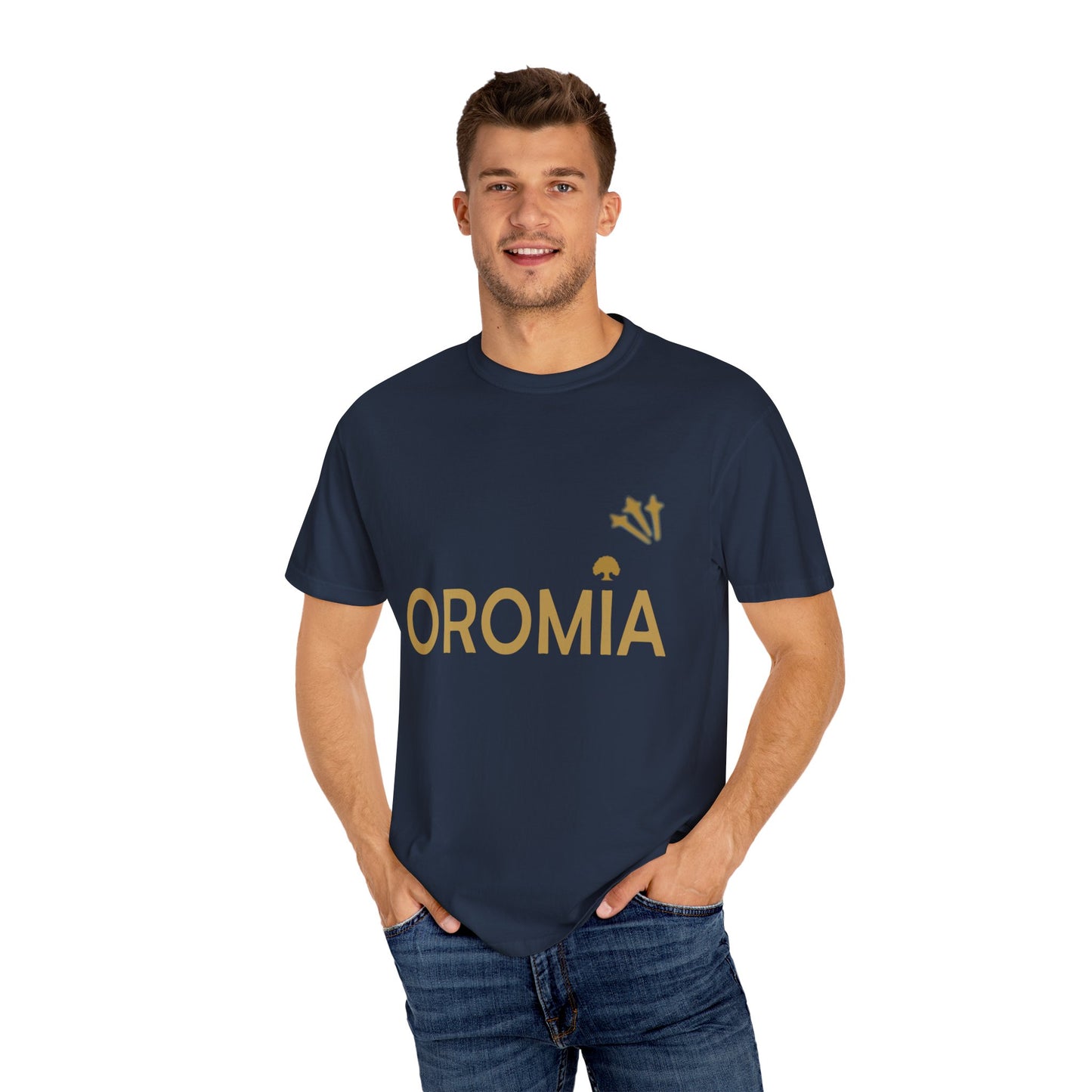 Unisex Garment-Dyed T-Shirt with 'OROMIA' Design - Comfortable Casual Wear for Cultural Pride & Everyday Style