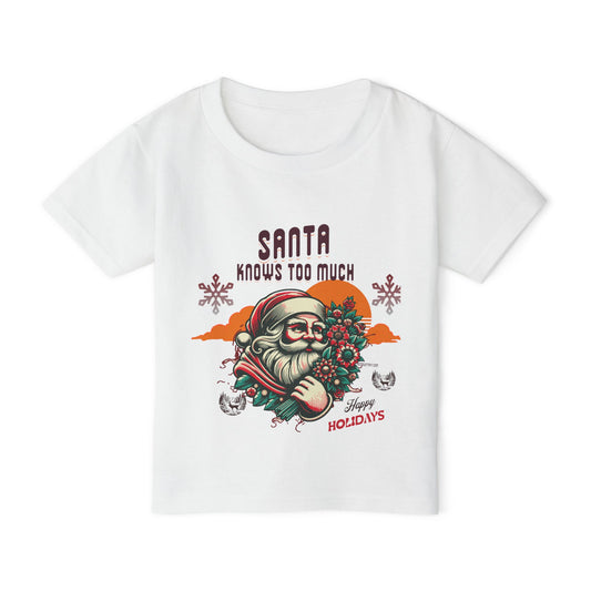 Santa Knows Too Much Toddler T-Shirt — Cute Vintage Holiday Kids Tee