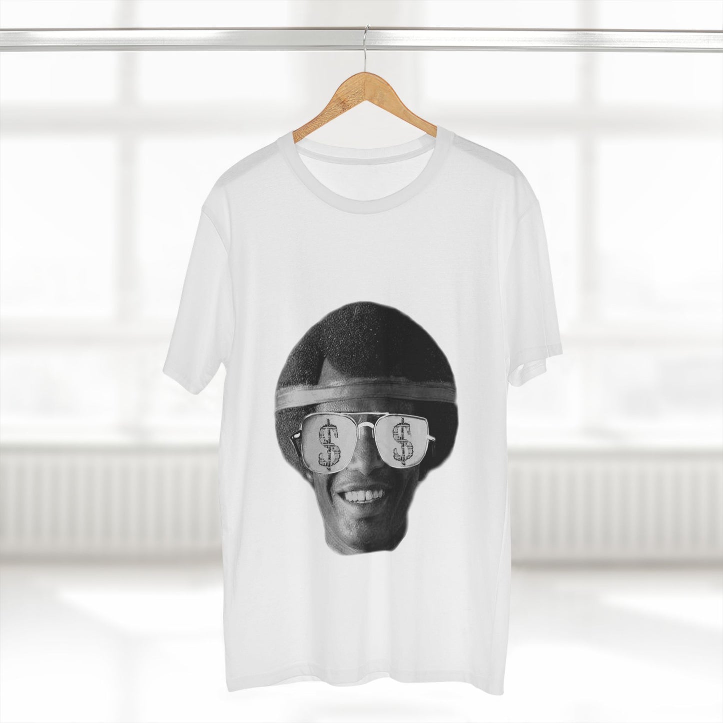 Money Shades Tee — Retro Afro Smiley with Dollar Sign Sunglasses
