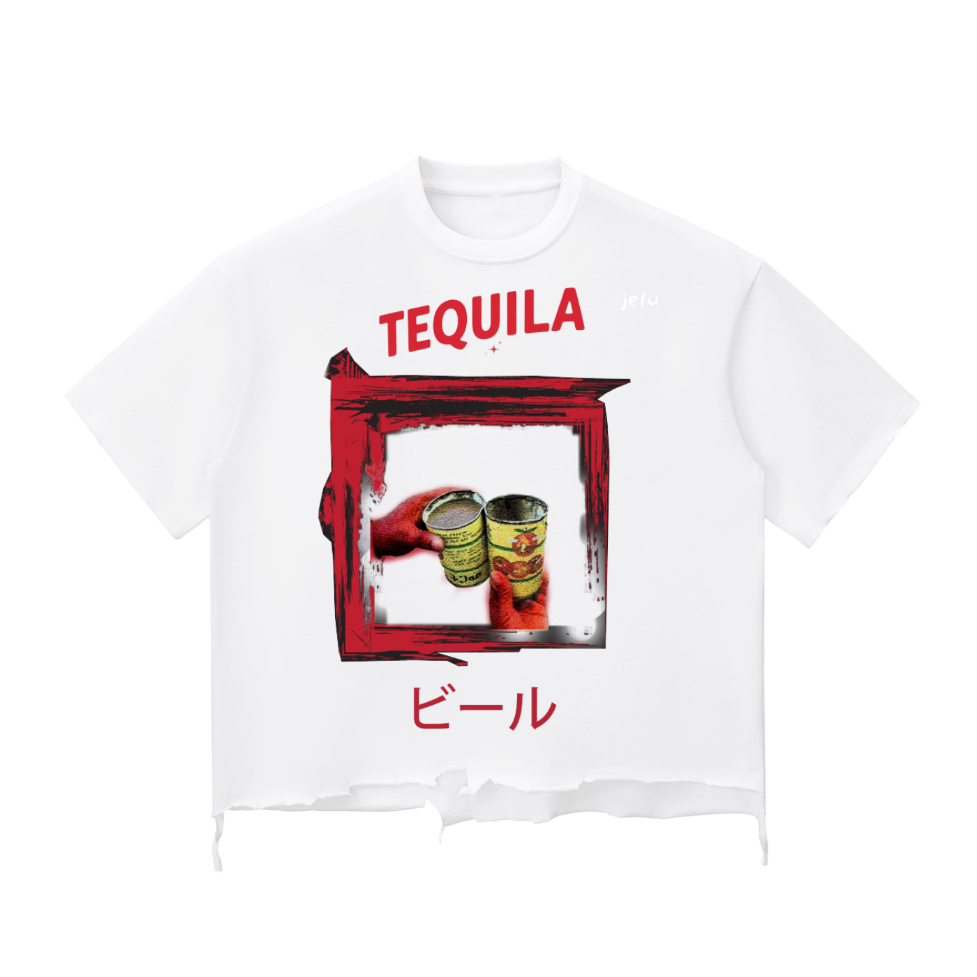 Snow Wash Raw-Hem Boxy T-shirt