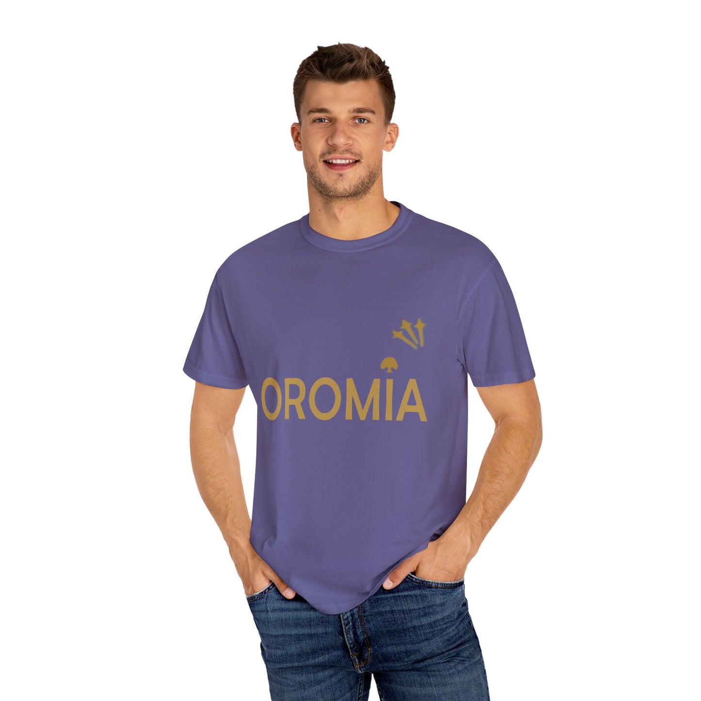 Unisex Garment-Dyed T-Shirt with 'OROMIA' Design - Comfortable Casual Wear for Cultural Pride & Everyday Style