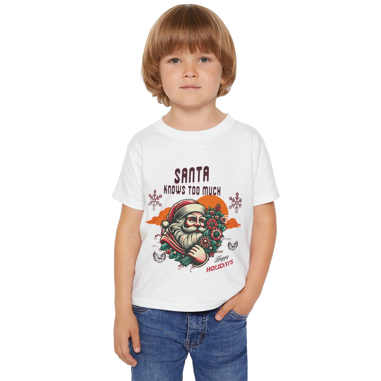 Santa Knows Too Much Toddler T-Shirt — Cute Vintage Holiday Kids Tee