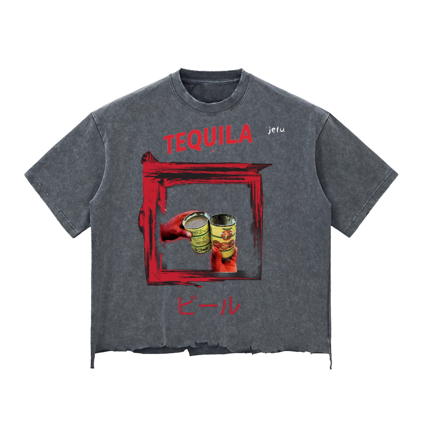 Snow Wash Raw-Hem Boxy T-shirt