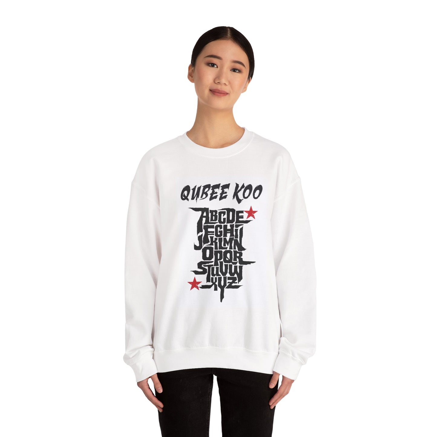 Unisex Heavy Blend™ Crewneck Sweatshirt - Qubee Koo with Alphabet & Stars Design